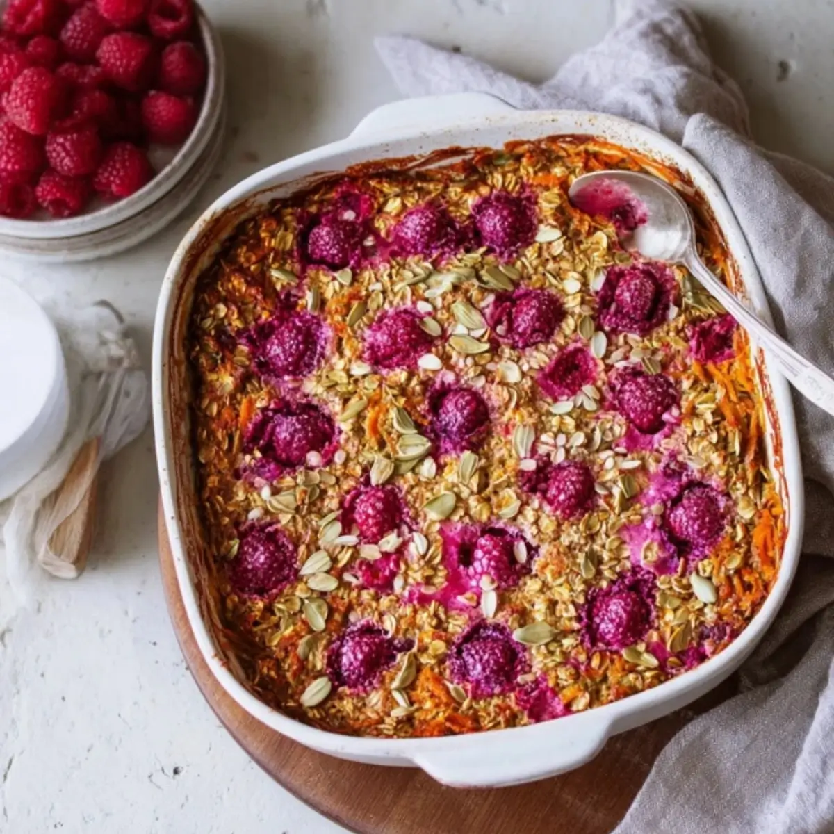 Carrot Raspberry Easy Carrot and Raspberry Baked Oats - Bitten Sweet Blog