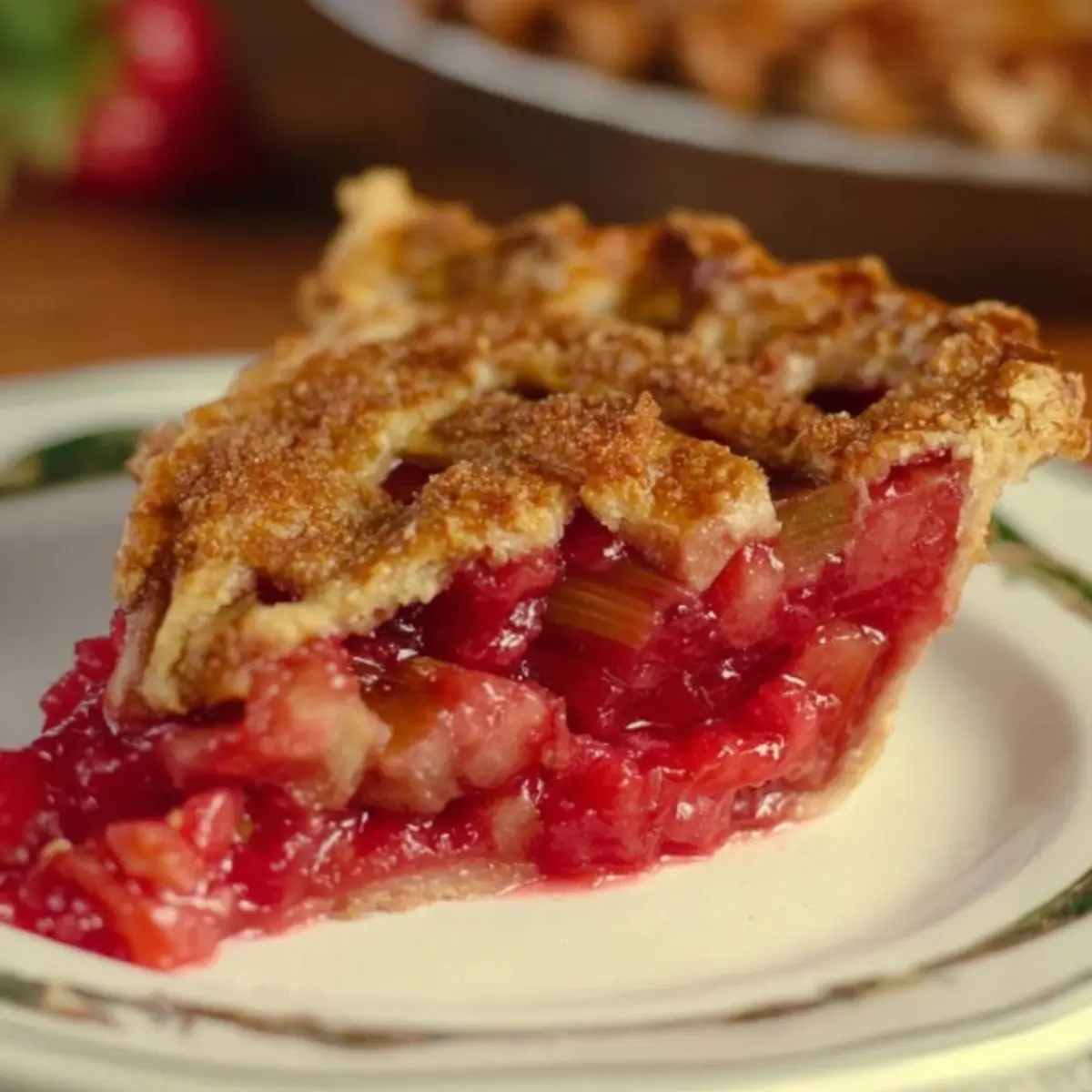 Easy Rhubarb Pie with Strawberry Jello Recipe - Bitten Sweet Blog